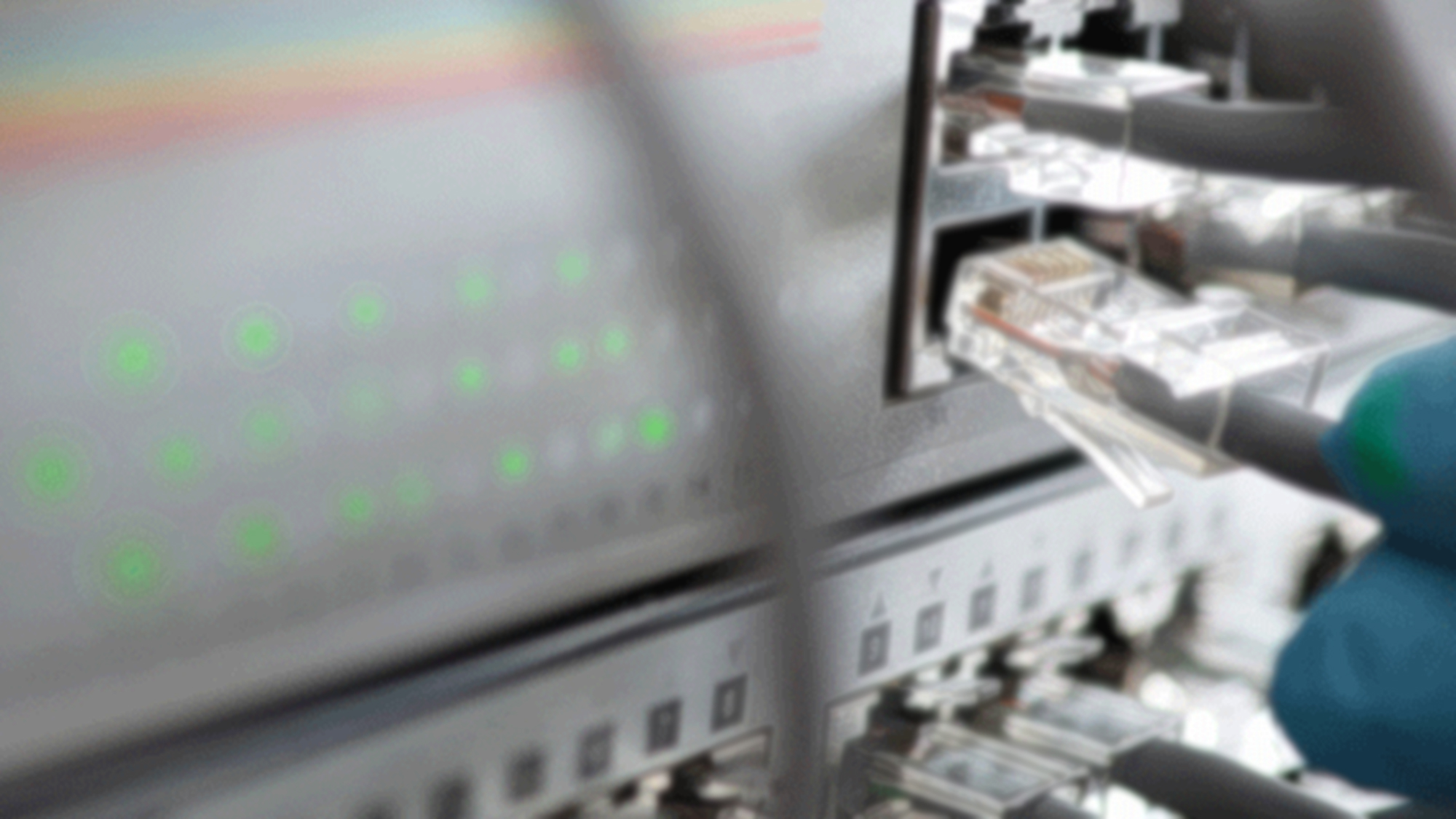 Blurred Closeup of Network Switch and Router